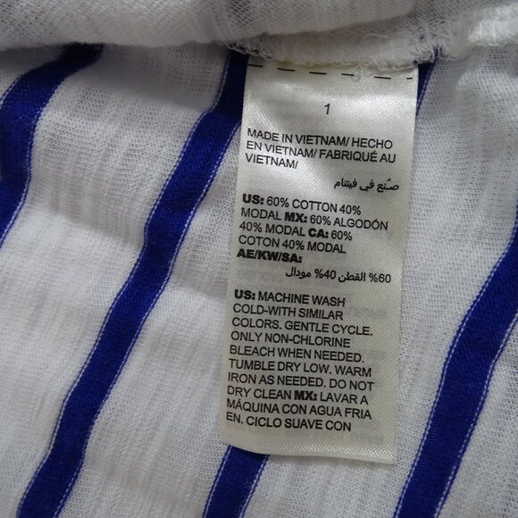 Chicos The Ultimate Tee Open Cardigan Stripe White Blue Women Size 1 M 8 NEW - Picture 5 of 13